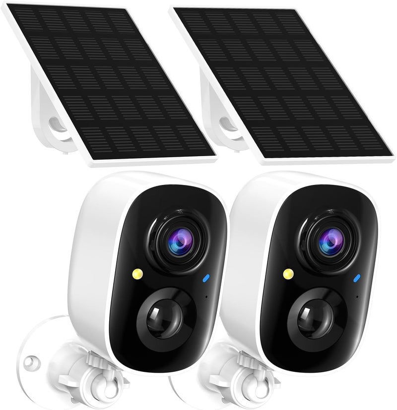 Tziarp 2K FHD WiFi Wireless Cameras Solar Powered,Security Cameras Wireless Outdoor,Outside Camera for Home Security,AI Motion Detection,Color Night Vision,Spotlight,Siren Alarm,SD/Cloud Storage,2 Pack - Image 1